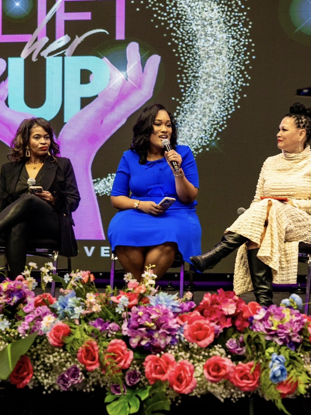 Kelli Turner participating in a Lift Her Up panel discussion